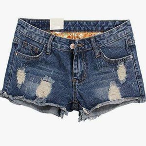 NWT DENIM SHORTS - FRAYED HEM, DISTRESSED, DARK WASH - SIZE 29 - HOT! NEW!